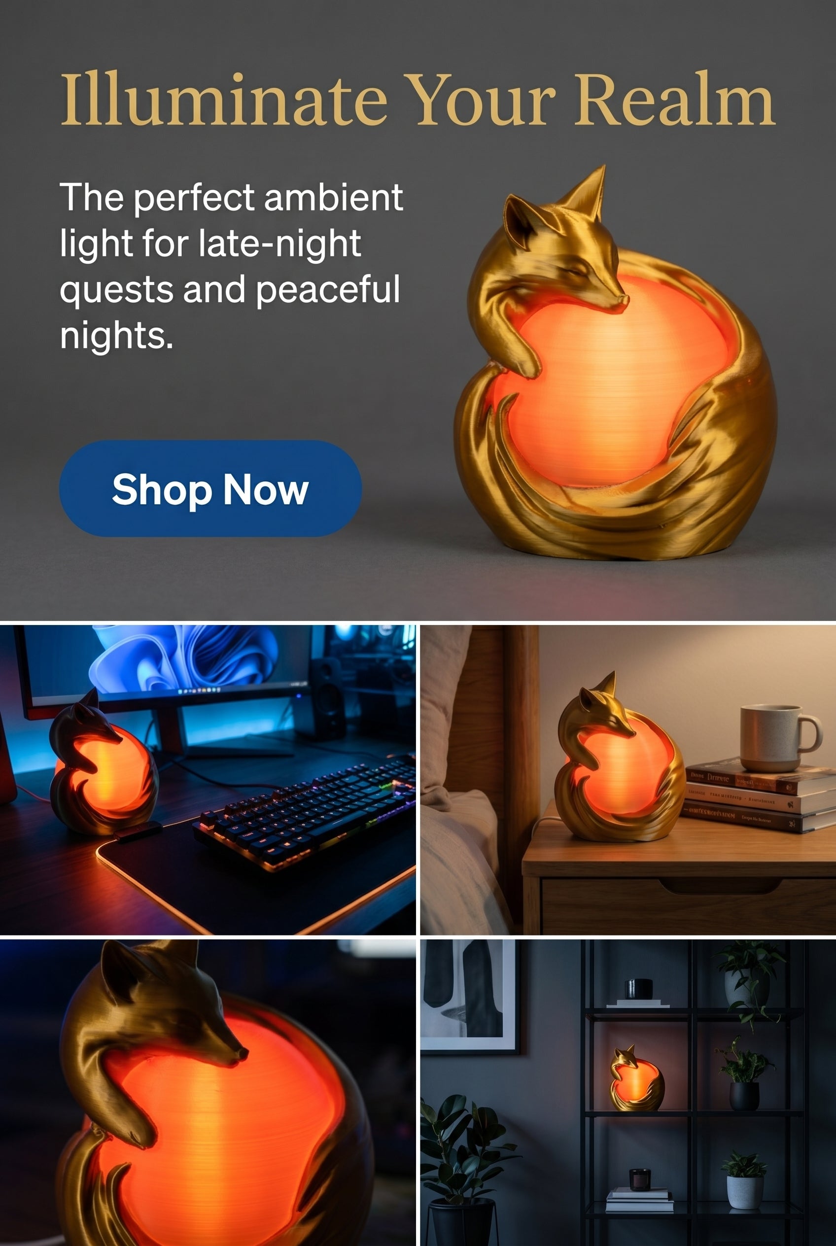 Fox Desk LED nightlight 3D print